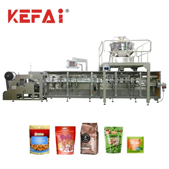 Kefai Formatura orizzontale automatica ad alta velocità Riempimento Sigillatura Imballaggio Hffs Borsa con cerniera prefabbricata Doypack Stand up Beccuccio Macchina per l'imballaggio alimentare granulare